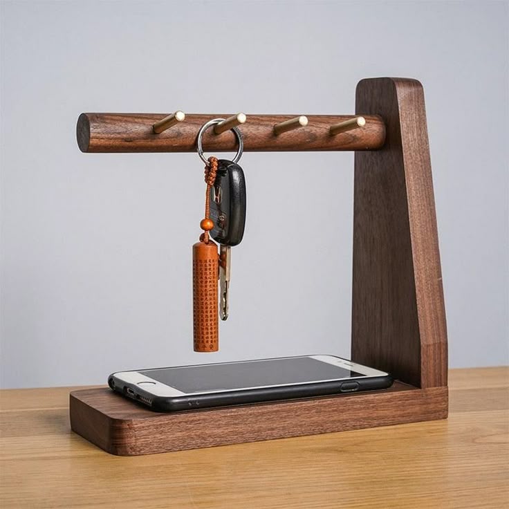 Wooden Key Holder and Phone Stand